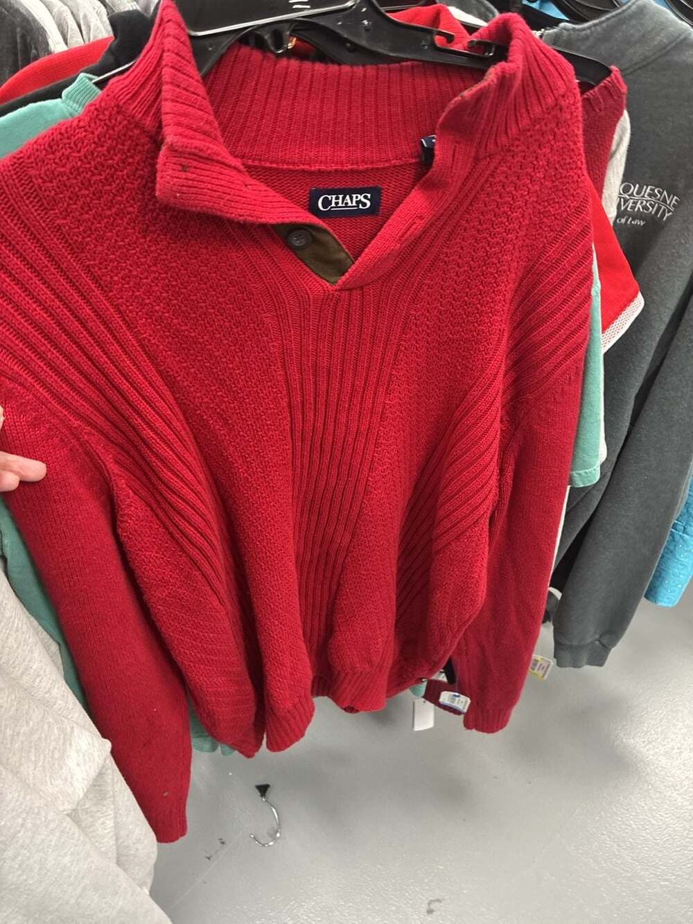 Chaps Red Quarter Zip Pullover Sweater